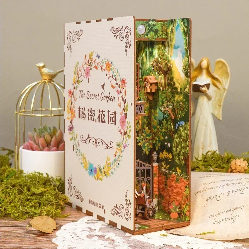 Diy Wooden Book Nook Kit Shelf Insert - DIY houten boekenhoekje plank insteekset, miniatuur